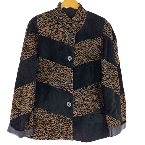 レオパード柄切り替えスウェードジャケット レディース FREE